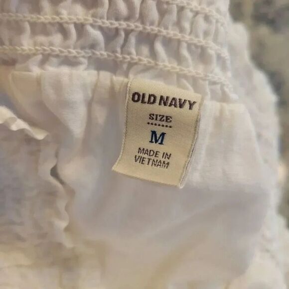 Old Navy Women's White & Dark Orange Cotton Embroidered Lined Tiered Pull On Max - Picture 10 of 11